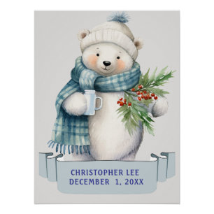 POLAIR BEER IN BLAUWE SJAAL GROEN KINDER NAAM PERFECT POSTER