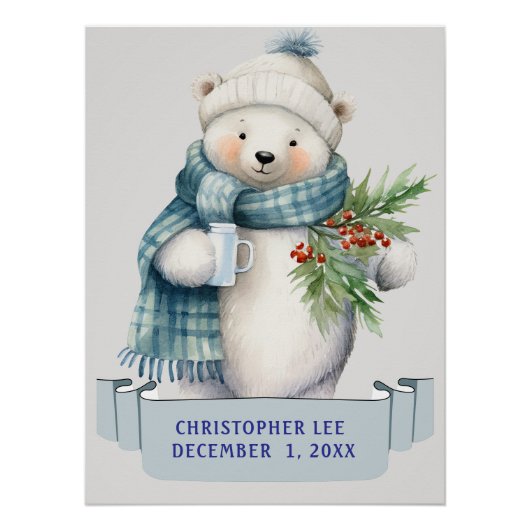 POLAIR BEER IN BLAUWE SJAAL GROEN KINDER NAAM PERFECT POSTER (Voorkant)