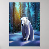 Polair beer in het sneeuwwoud | AI Art Poster (Voorkant)