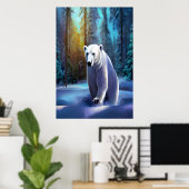 Polair beer in het sneeuwwoud | AI Art Poster (Thuiskantoor)