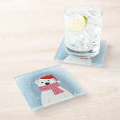Polair beer in Santa hat, gepersonaliseerd Glazen Onderzetter (Schuin)