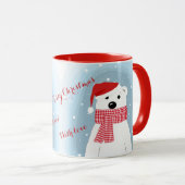 Polair beer in Santa hat, gepersonaliseerd Mok (Voorkant rechts)