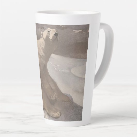 Polair beer in sneeuw  illustratie latte mok (Rechterhoek)