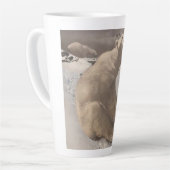 Polair beer in sneeuw  illustratie latte mok (Linkerhoek)