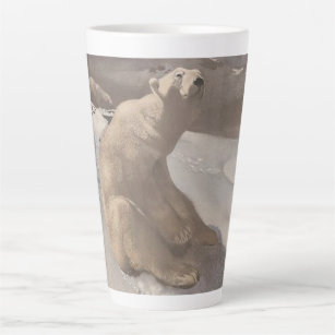 Polair beer in sneeuw  illustratie latte mok