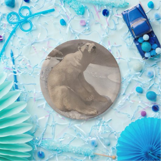 Polair beer in sneeuw  illustratie papieren bordje (Feest)