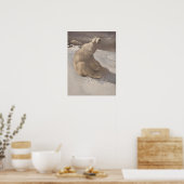 Polair beer in sneeuw  illustratie poster (Keuken)