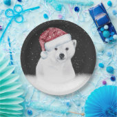 Polair Beer in sneeuwvlokken Papieren Bordje (Feest)