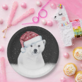 Polair Beer in sneeuwvlokken Papieren Bordje (Feest)