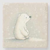 Polair Beer in sneeuwvlokken Stenen Onderzetter (Voorkant)