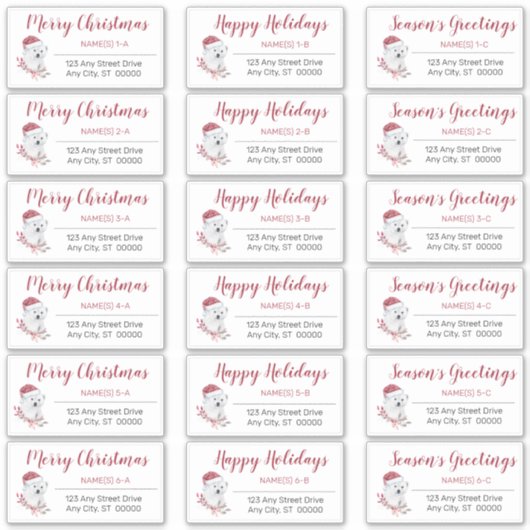 Polair Beer | KerstkerstAdresetiketten met kerstmi Sticker (Voorkant)