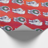 Polair Beer Kerstmis op rood Cadeaupapier (Hoek)