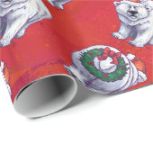 Polair Beer Kerstmis op rood Cadeaupapier (Rol Hoek)