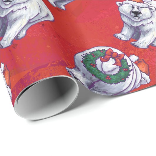 Polair Beer Kerstmis op rood Cadeaupapier (Rol Hoek)