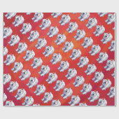 Polair Beer Kerstmis op rood Cadeaupapier (Vlak)