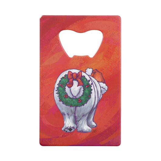 Polair Beer Kerstmis op rood Creditkaart Flessenopener (Achterkant)