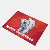 Polair Beer Kerstmis op rood Deurmat (Schuin)