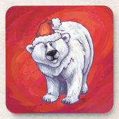 Polair Beer Kerstmis op rood Drankjes Onderzetter (Voorkant)