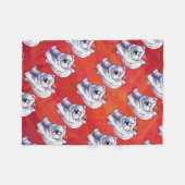 Polair Beer Kerstmis op rood Fleece Deken (Voorkant (Horizontaal))