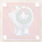 Polair Beer Kerstmis op rood Glazen Onderzetter (Achterkant)