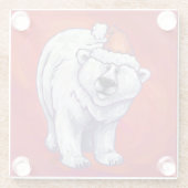 Polair Beer Kerstmis op rood Glazen Onderzetter (Achterkant)