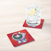 Polair Beer Kerstmis op rood Kartonnen Onderzetters (Insitu)