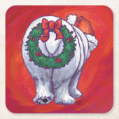 Polair Beer Kerstmis op rood Kartonnen Onderzetters (Voorkant)