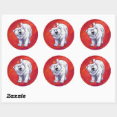 Polair Beer Kerstmis op rood Ronde Sticker (Vel)