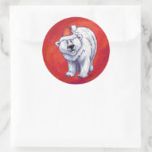 Polair Beer Kerstmis op rood Ronde Sticker (Tas)