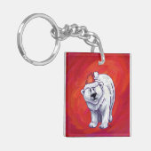 Polair Beer Kerstmis op rood Sleutelhanger (Voorkant Links)