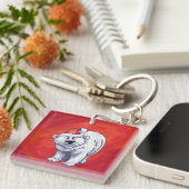 Polair Beer Kerstmis op rood Sleutelhanger (Voorkant Rechts)