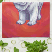 Polair Beer Kerstmis op rood Theedoek (Gevouwen)