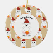 Polair beer kerstversieringspatroon personaliseren keramisch ornament (Voorkant)