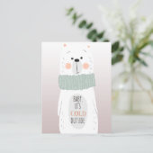 Polair beer - Koud buitenshuis - Vun kerstbriefkaa Feestdagenkaart (Staand voorkant)