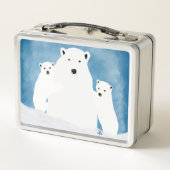 Polair Beer - Mam en cubs - Metalen lunchbox (Achterkant)