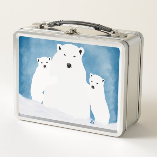 Polair Beer - Mam en cubs - Metalen lunchbox (Voorkant)