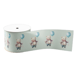 Polair beer met blauwe ballon grosgrain lint