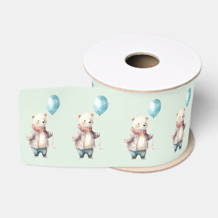 Polair beer met blauwe ballon grosgrain lint