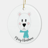 Polair Beer met Blauwgroen schar Keramisch Ornament (Links)