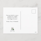 Polair Beer met een groene scarf laat het sneeuwen Feestdagenkaart (Achterkant)