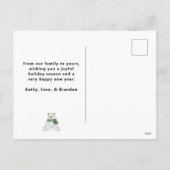 Polair Beer met een groene scarf laat het sneeuwen Feestdagenkaart (Achterkant)