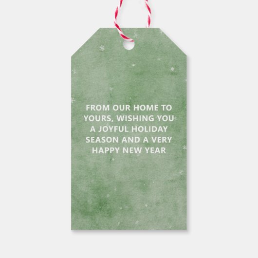 Polair Beer met groene scarf Warm Holiday Wishes Cadeaulabel (Achterkant)