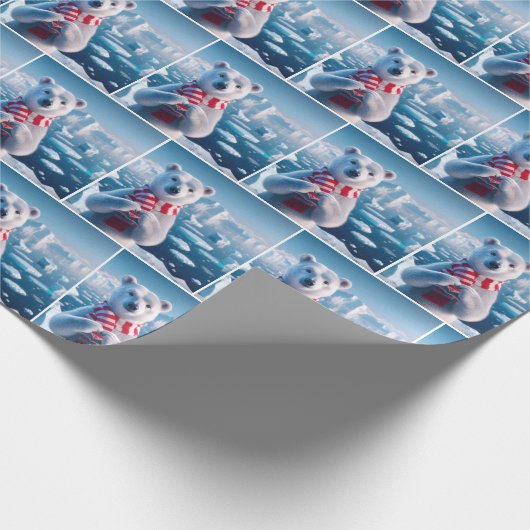 Polair Beer met hart Cadeaupapier (Hoek)