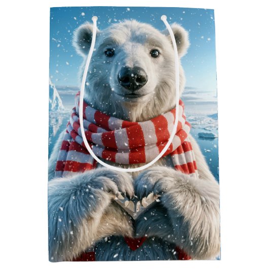 Polair Beer met hartpoten Medium Cadeauzakje (Voorkant)