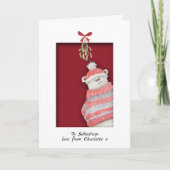 Polair Beer met kerstmis met mistletoe Kaart (Voorkant)