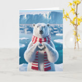 Polair Beer met poten die een hart vormen Kaart (Gele Bloem)