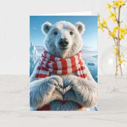 Polair Beer met poten die een hart vormen Kaart (Gele Bloem)