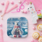 Polair Beer met poten die een hart vormen Papieren Bordje (Feest)