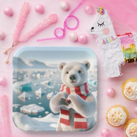 Polair Beer met poten die een hart vormen Papieren Bordje (Feest)