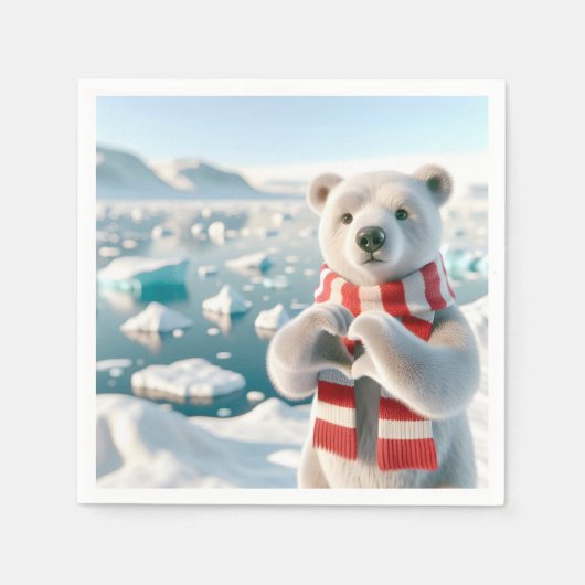 Polair Beer met poten die een hart vormen Servet (Voorkant)